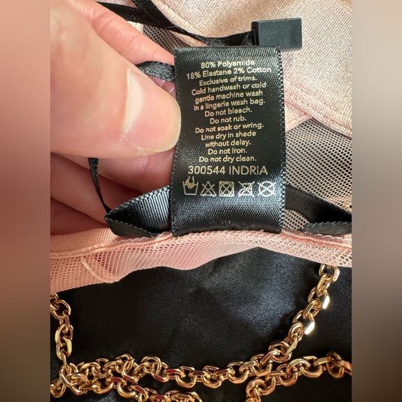 Honey Birdette Indria Brief Panty in Soft Peach with Gold Chains, NWT, Size XS - Picture 7 of 11